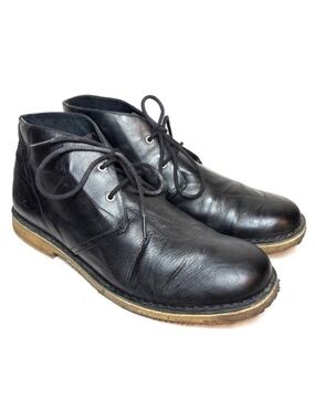 UGG Leighton Black Leather Chukka Boots | 12